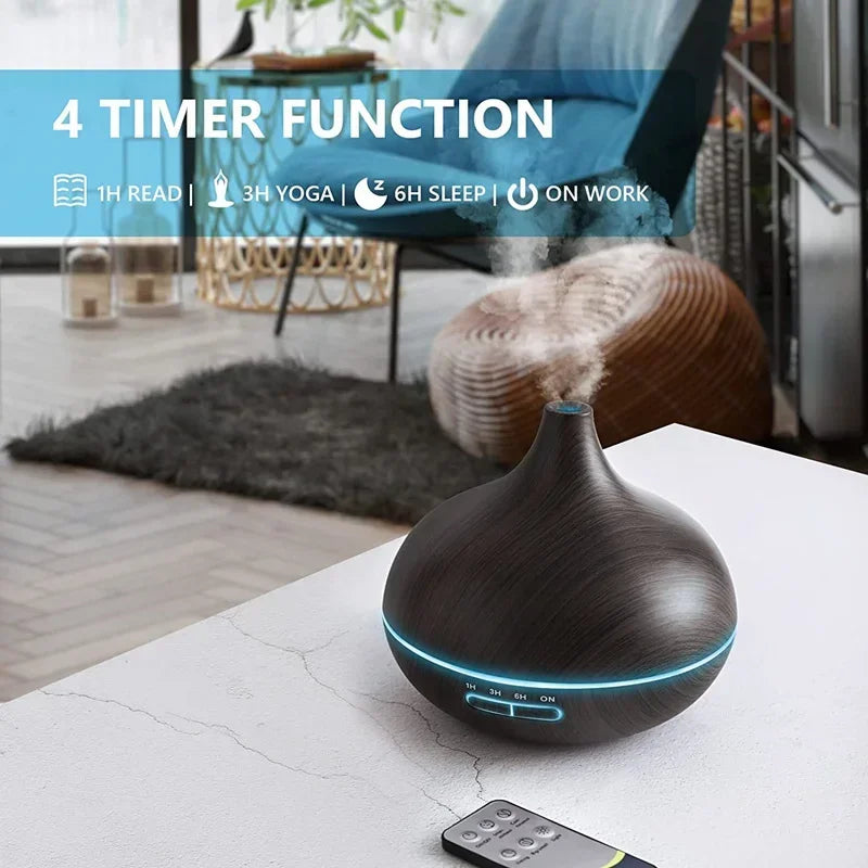 Wood Aroma Diffuser – 550ml LED & Remote - VitaalBoost